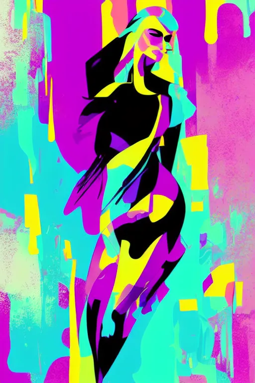 Image similar to vector style the abstract painting of an image of a lady artistic flat illustration, cyber punk minimal figure art, soft colors mono chromatic, art in the style of Bryen Frost