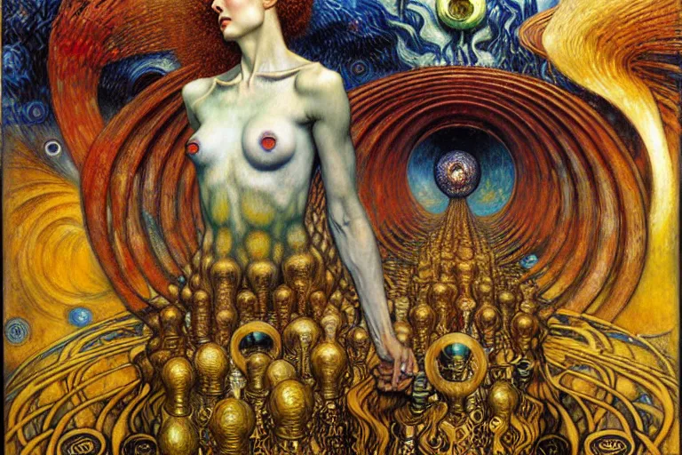 Image similar to Divine Chaos Engine by Karol Bak, Jean Delville, William Blake, Gustav Klimt, and Vincent Van Gogh, symbolist, visionary