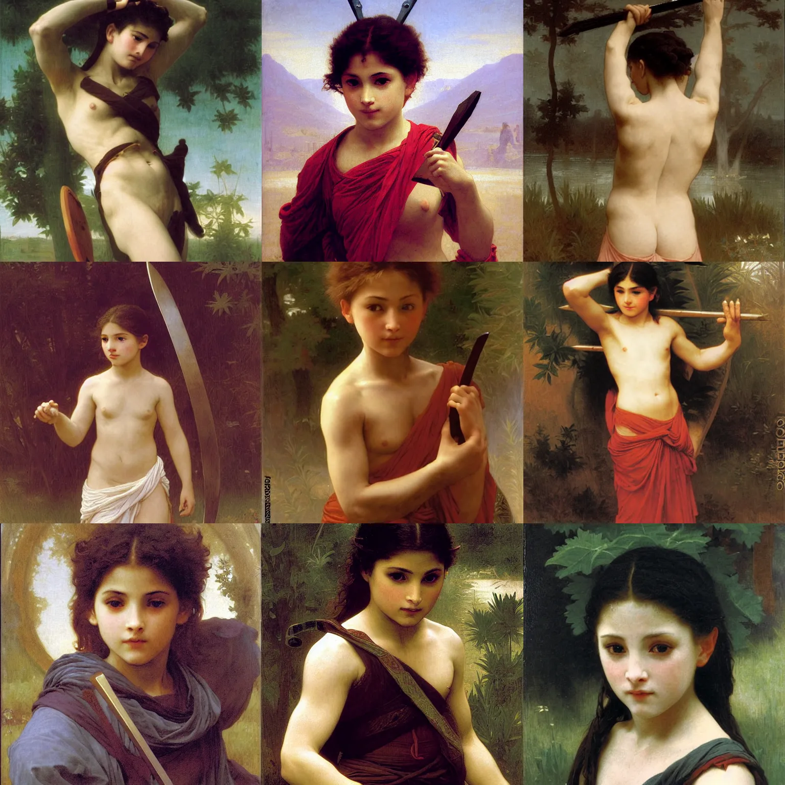 Prompt: young warrior by bouguereau