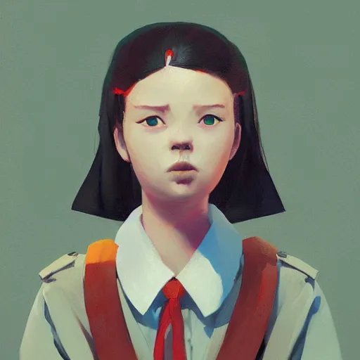 Prompt: Portrait of a character of Sukeban Deka School Girl, artwork by Sergey Kolesov, arstation,