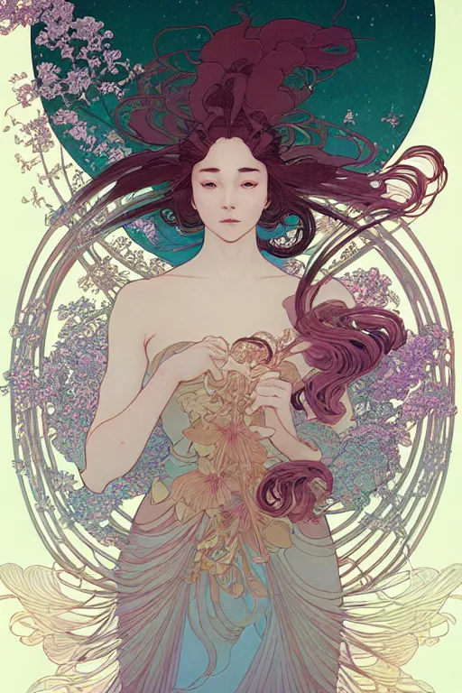 Image similar to a beautiful hyperdetailed character design 4 k wallpaper illustration of phoenix, victo ngai style, alfons mucha ， from china, style of studio ghibli, denoise, deblurring, artgerm, xision, james jean, ross tran, chinese style