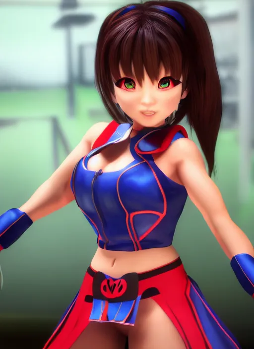 Image similar to Kasumi from the game Dead or Alive in the style of Disney Pixar 3D