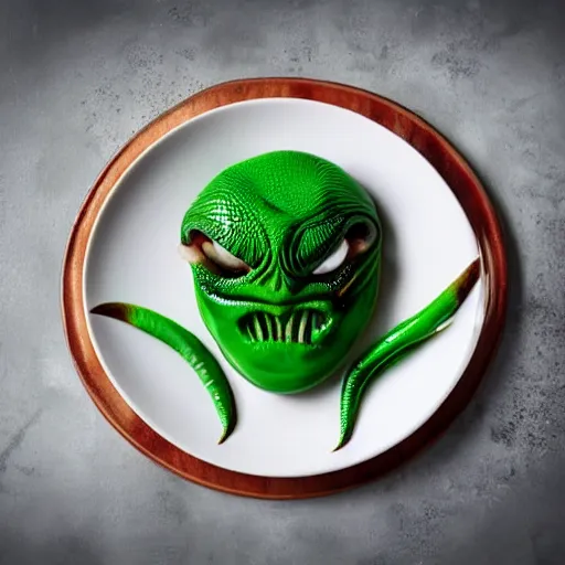 Prompt: a plate of alien food