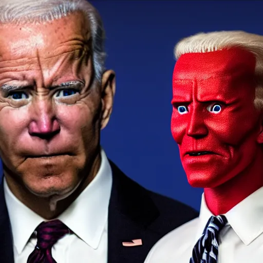 Image similar to Doom horror furious glowing red eyes biden