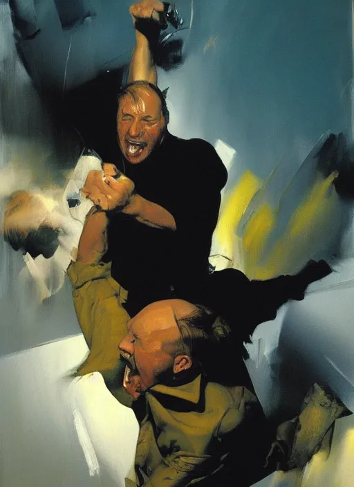 Image similar to screaming alex jones, painting by phil hale, fransico goya,'action lines '!!!, graphic style, visible brushstrokes, motion blur, blurry