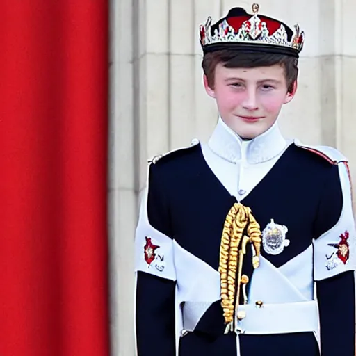 Image similar to a 1 4 - year old as the official king of the united kingdom in 2 0 2 2