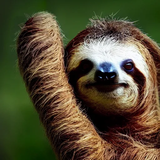 Image similar to happy sloth giraffe hybrid, bold natural colors, national geographic photography, masterpiece, full shot