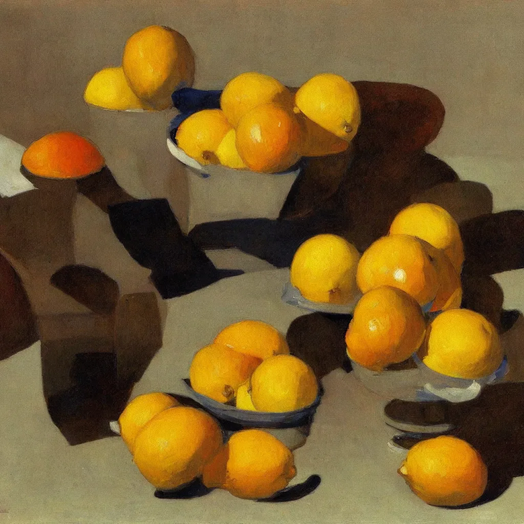 Image similar to a still life of citrus fruits by Edward Hopper