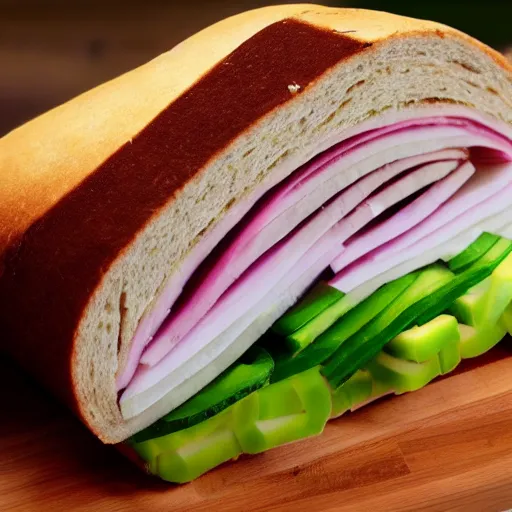 Image similar to subway sandwich but it's really long and thick