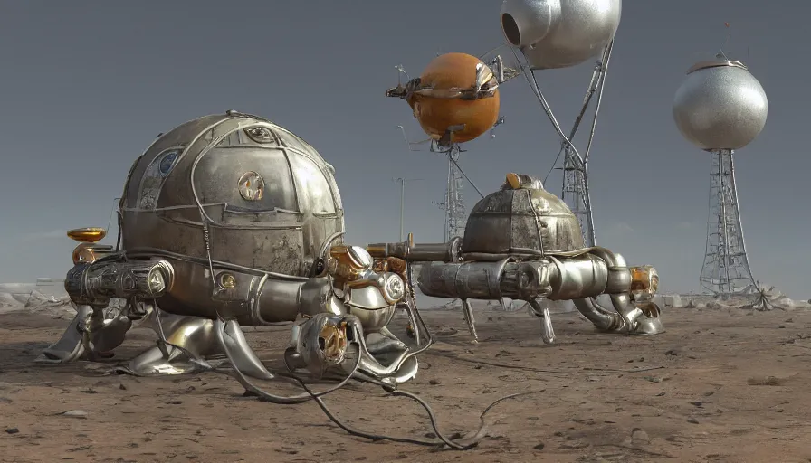 Image similar to 3 d high octane model of sputnik, fallout style, 8 k photorealistic, hd, high details, trending on artstation