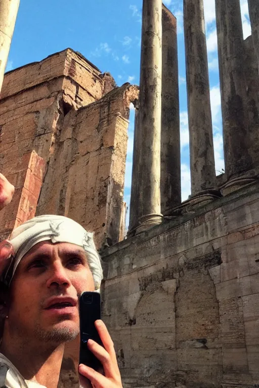 Prompt: Selfie taken by Julius Caesar in ancient Rome, iPhone 13, Instagram, #nofilter