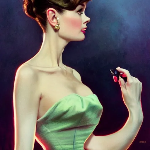 Prompt: Audrey Hepburn of NGE dark fantasy, medium shot, intricate, elegant, highly detailed, digital painting, volumetric light, artstation, concept art, smooth, sharp focus, illustration, art by Gil Elvgren and Greg Rutkowski and Alphonse Mucha, 8K