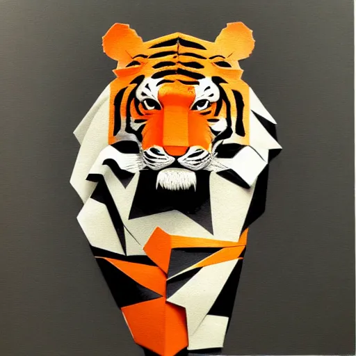 Image similar to [ origami tiger ] by syd mead