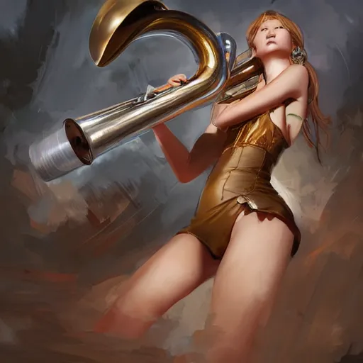 Image similar to an inllustration of a blowing horn by stanley artgerm lau, wlop, rossdraws, james jean, andrei riabovitchev, marc simonetti, and sakimichan, trending on artstation