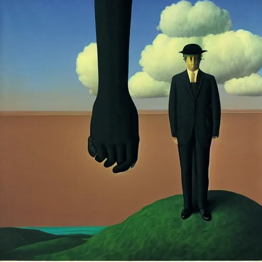 Image similar to The Son of Man by Rene Magritte. Vaporwave