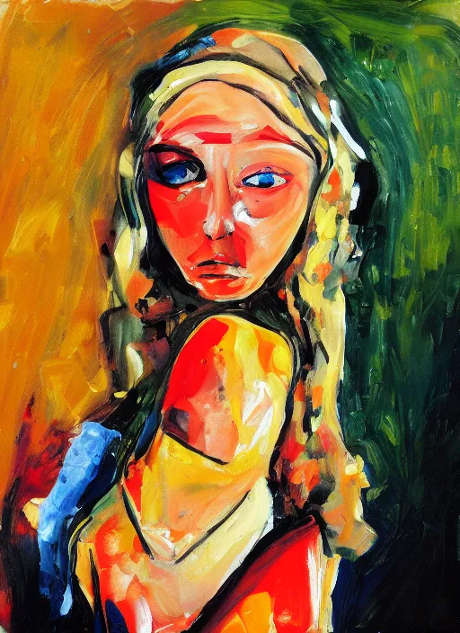 Image similar to a painting of AnnaSophia Robb in style of Chaim Soutine