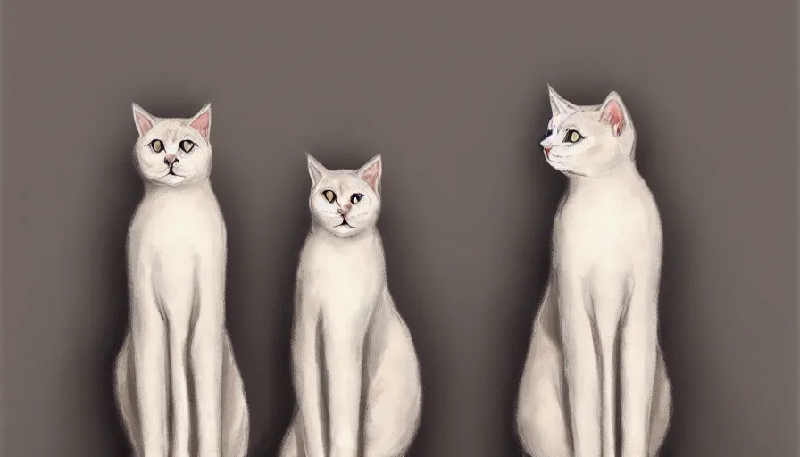 Image similar to artwork of really tall sitting cats by bob eggerton, thick brush, 4 k resolution