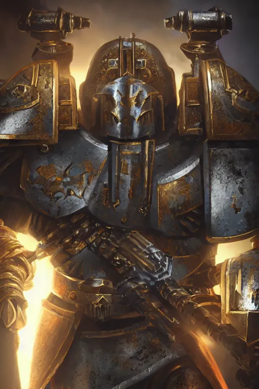 Image similar to armor portrait heros warhammer 4 0 k horus heresy fanart - the primarchs emperor by johannes helgeson animated with vfx concept artist & illustrator global illumination ray tracing hdr fanart arstation zbrush central hardmesh 8 k octane renderer comics stylized