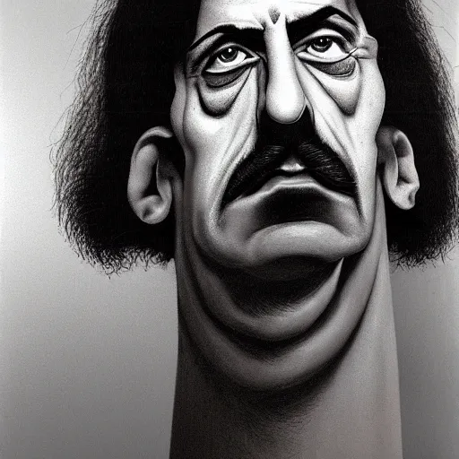 Prompt: the horrendous nose of Frank Zappa, by Dave McKean, 8k, surreal