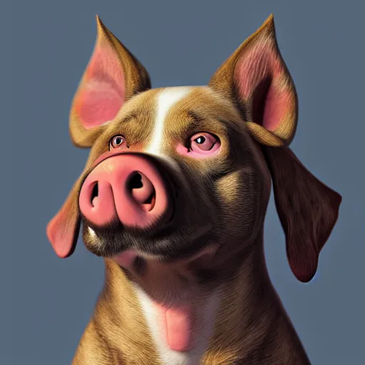 Image similar to a fusion of a dog and a pig, hyperdetailed, artstation, cgsociety, 8 k