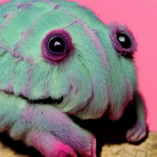 Image similar to A Tardigrade covered in pink fur