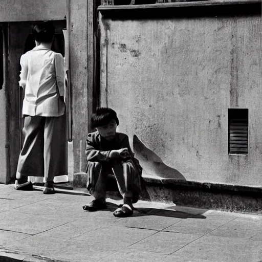 Prompt: street life of 1 9 5 0 s hongkong, by fan ho,