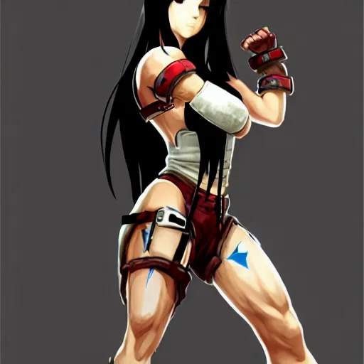 Image similar to concept art of tifa lockhart with full body tattoos, trending on artstation