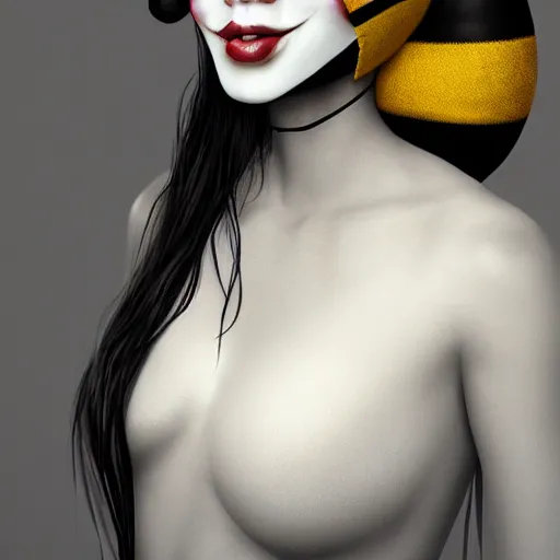 Prompt: anonymous as a bee, award winning creature photography, extremely detailed, artstation, 8 k, sensual lighting, incredible art, wlop, artgerm