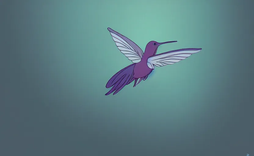 Prompt: a single humming bird in midair, DSLR, anime scenery illustrated by Makoto Shinkai, digital art, 4k