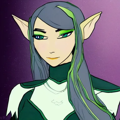 Image similar to concept art, elf woman, rayla, the dragon prince style, portrait