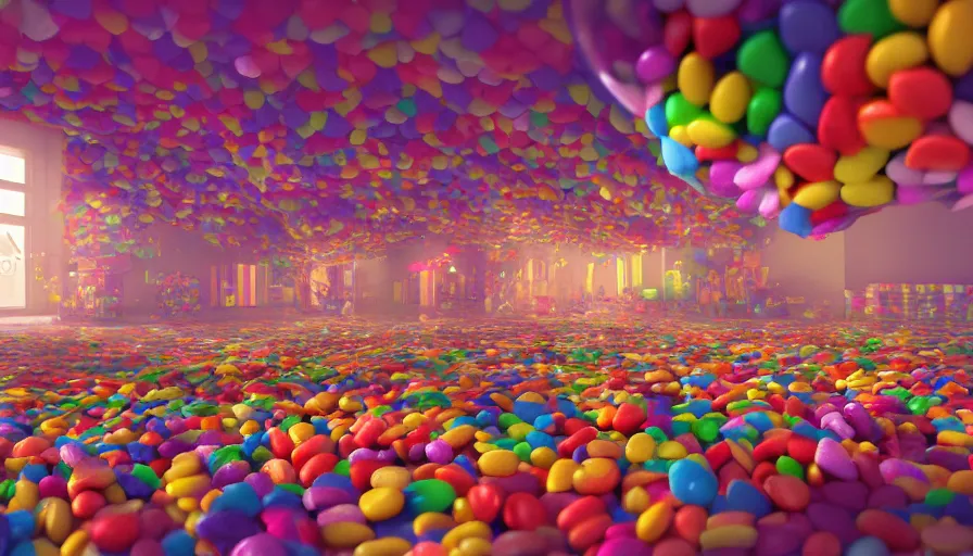 Prompt: room full of candies, light, hyperdetailed, artstation, cgsociety, 8 k