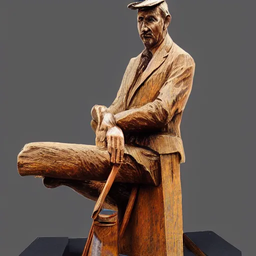 Prompt: andrej babis epic wooden statue painted in style of josef lada, high detail