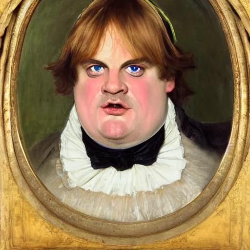 Image similar to chris farley as an 1 8 th century nobleman, painted by john everett millais