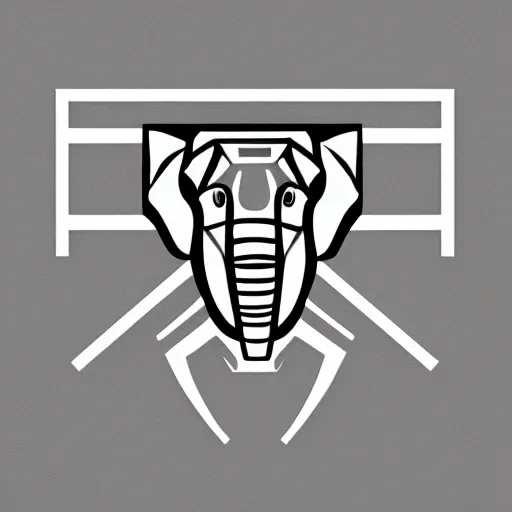 Prompt: minimal geometric elephant logo by karl gerstner, monochrome, symmetrical