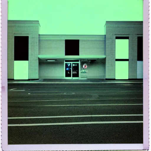 Prompt: polaroid photo of an abandoned target store at night, flash photography