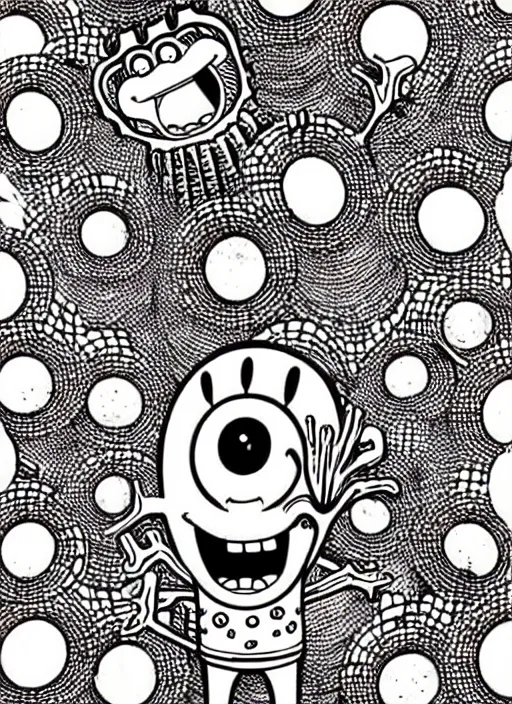 Image similar to junji ito style spongebob squarepants, intricate, highly detailed, illustration, art by junji ito, junji ito