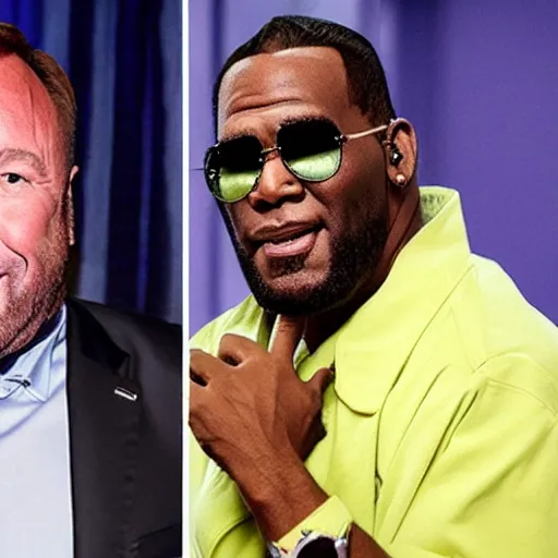 Prompt: alex jones and r kelly in prison