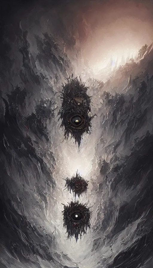 Image similar to a storm vortex made of many demonic eyes and teeth, by greg rutkowski