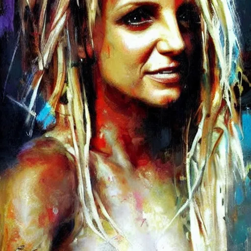 Prompt: britney spears and lisa edelstein morphed together, hybrid, jeremy mann painting