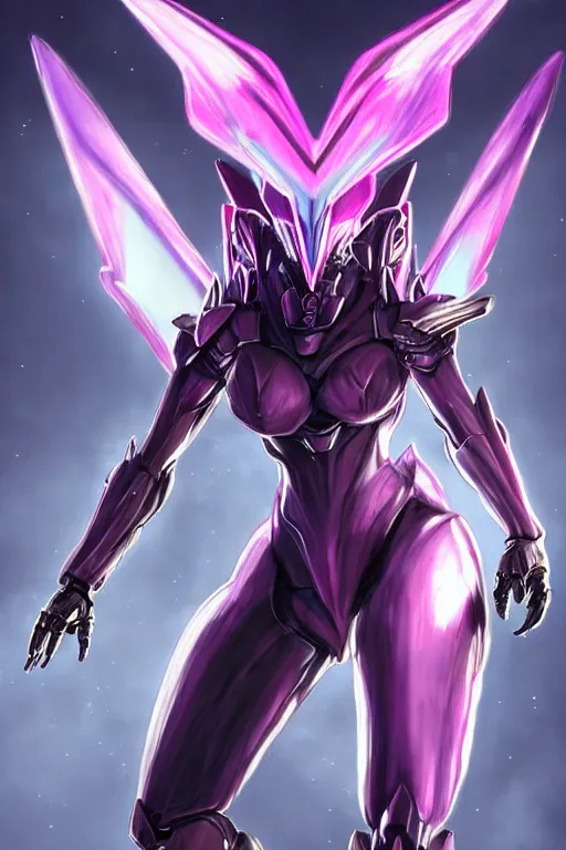 Image similar to cinematic bust shot, cosmic beautiful stunning giant robot mecha hot female dragon goddess, sharp spines, sharp metal ears, smooth purple eyes, smooth fuschia skin, elegant smooth silver armor, nebula size, epic proportions, epic scale, macro giantess, furry art, dragon art, goddess art, giantess art, warframe, warframe fanart, furaffinity, octane