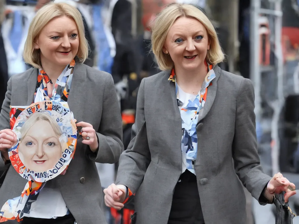 Prompt: liz truss made of nuclear warheads