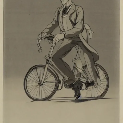 Prompt: a man riding a bike, anime, studio ghibili