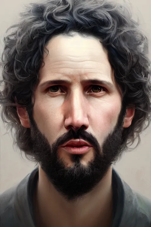 Image similar to ultra detailed close up facial portrait of bret mckenzie, extremely detailed digital painting, in the style of fenghua zhong and ruan jia and jeremy lipking and peter mohrbacher, mystical colors, rim light, beautiful lighting, 8 k, stunning scene, raytracing, octane, trending on artstation