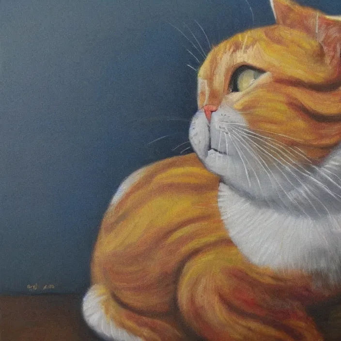Image similar to a beautiful oil portrait of the cat buddha, smiling serenely