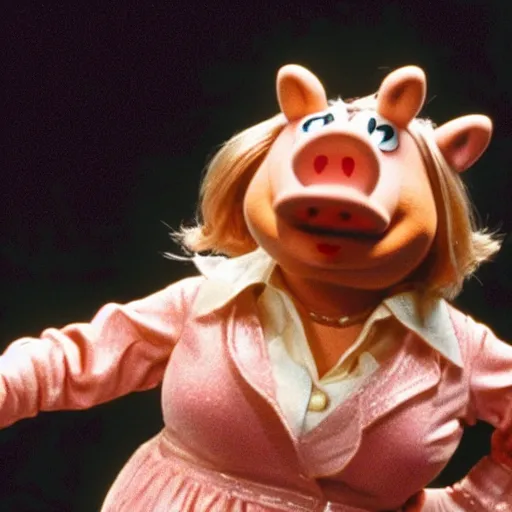 Image similar to Miss Piggy as Marla Singer in the movie Fight Club, promotional photo