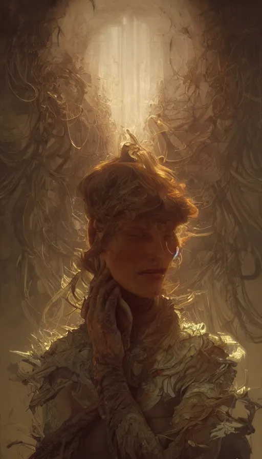 Image similar to peasent, sweaty, dirty, insane, intricate, highly detailed, digital painting, artstation, concept art, smooth, sharp focus, illustration, Unreal Engine 5, 8K, art by artgerm and greg rutkowski and alphonse mucha