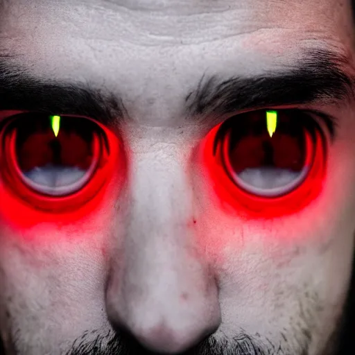 Image similar to a man with red glowing eyes