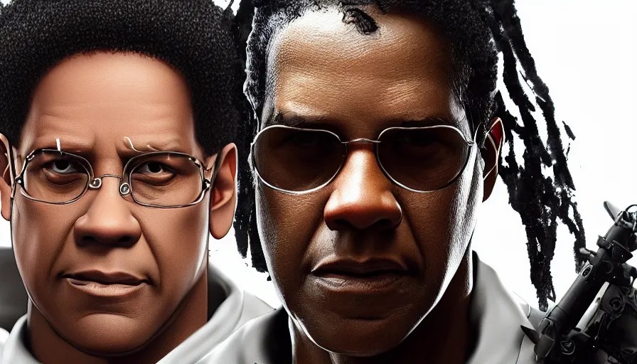 Prompt: Denzel Washington is Morpheus from Matrix, hyperdetailed, artstation, cgsociety, 8k