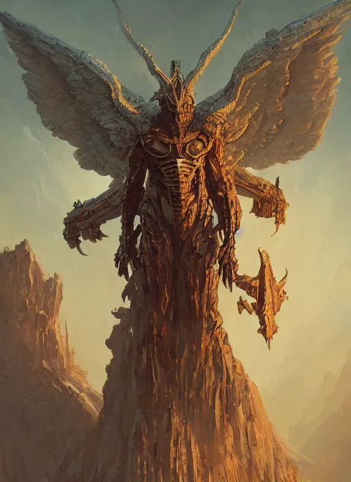 Prompt: rebulon the ancient arch angel - demon, by greg rutkowski and geof darrow, masterpiece concept art, 8 k, intricate detail, cinematic lighting, epic pose, deep colors, majestic view