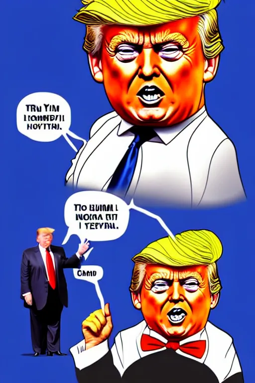 Image similar to donald trump as an oompa loompa, in the style of kim jung gi